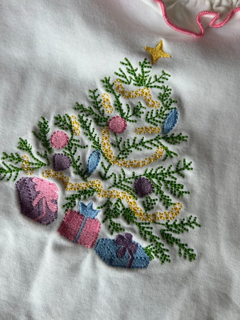 Boutique Christmas Baby Girl White Ruffle Embroidered Shirt Size 12 months - Picture 7 of 11